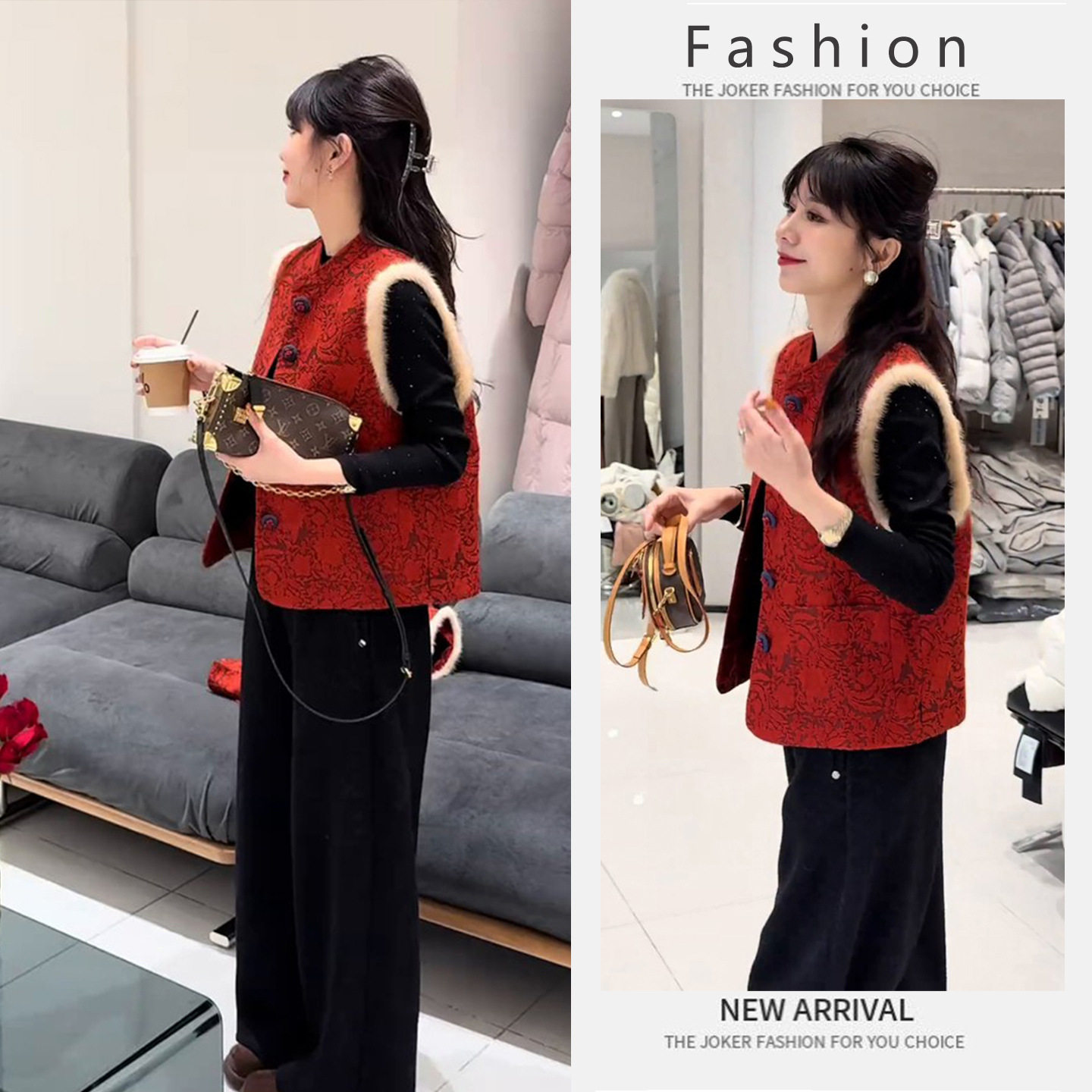 冬季一整套穿搭女洋气显瘦打底衫新中式无袖马甲高腰裤子三件套装,女装/女士精品,休闲运动套装,淘宝优惠券,粉丝福利购,淘宝优惠卷