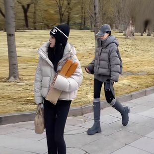 软糯短款连帽小个子羽绒服女2025冬季新款宽松白鸭绒加厚面包服