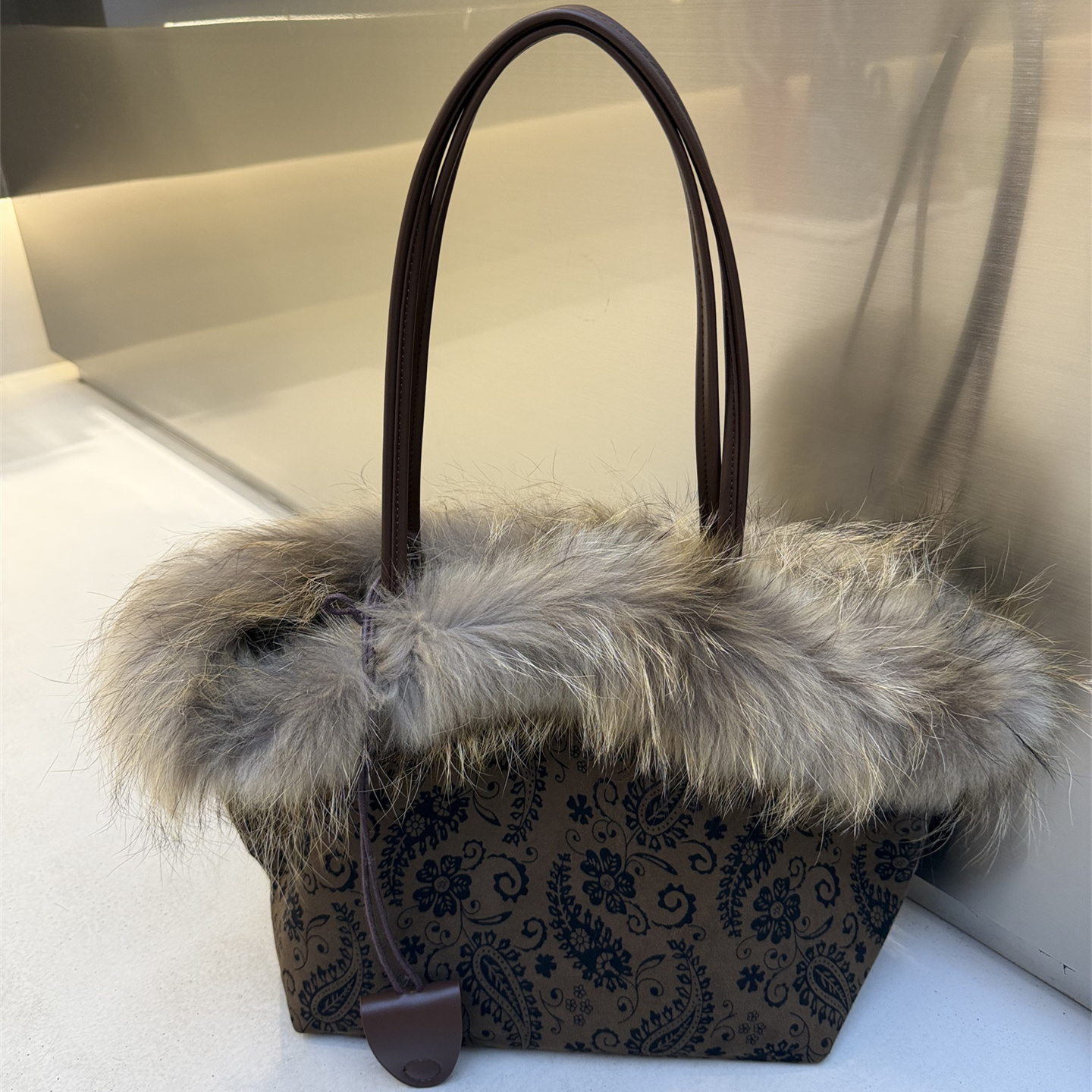 貉子毛托特包毛茸茸大容量腋下包