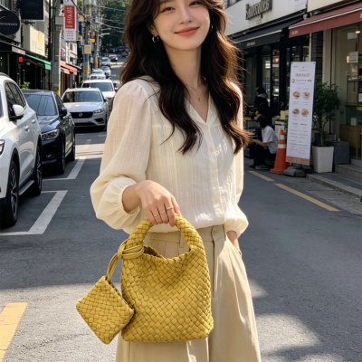 小清新编织手提包女优雅小众包包