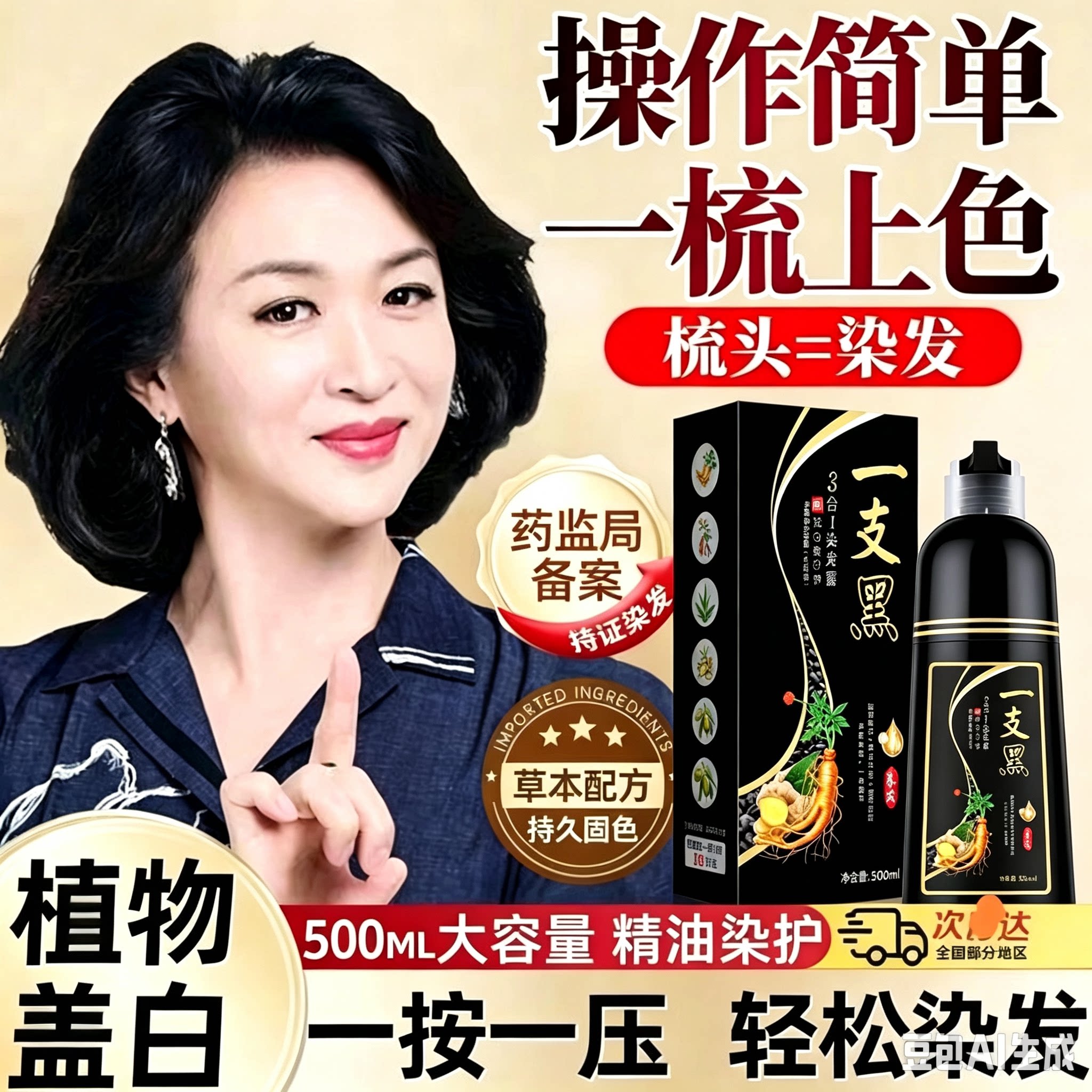 染发剂植物一支黑洗发水自然色染漂发剂