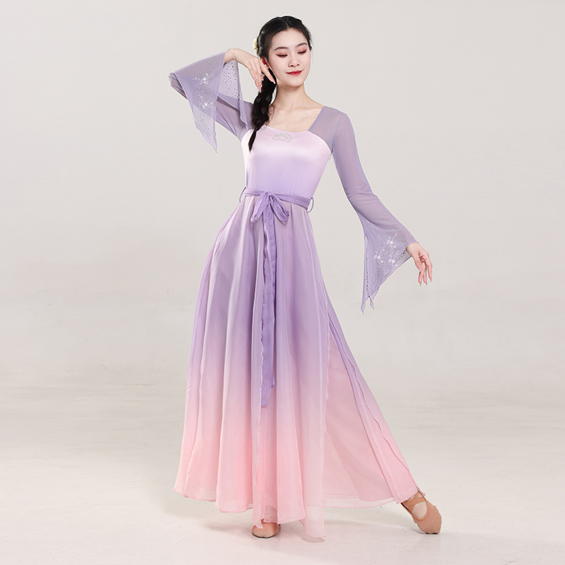 齐胸汉唐舞蹈服长款连衣裙中国舞