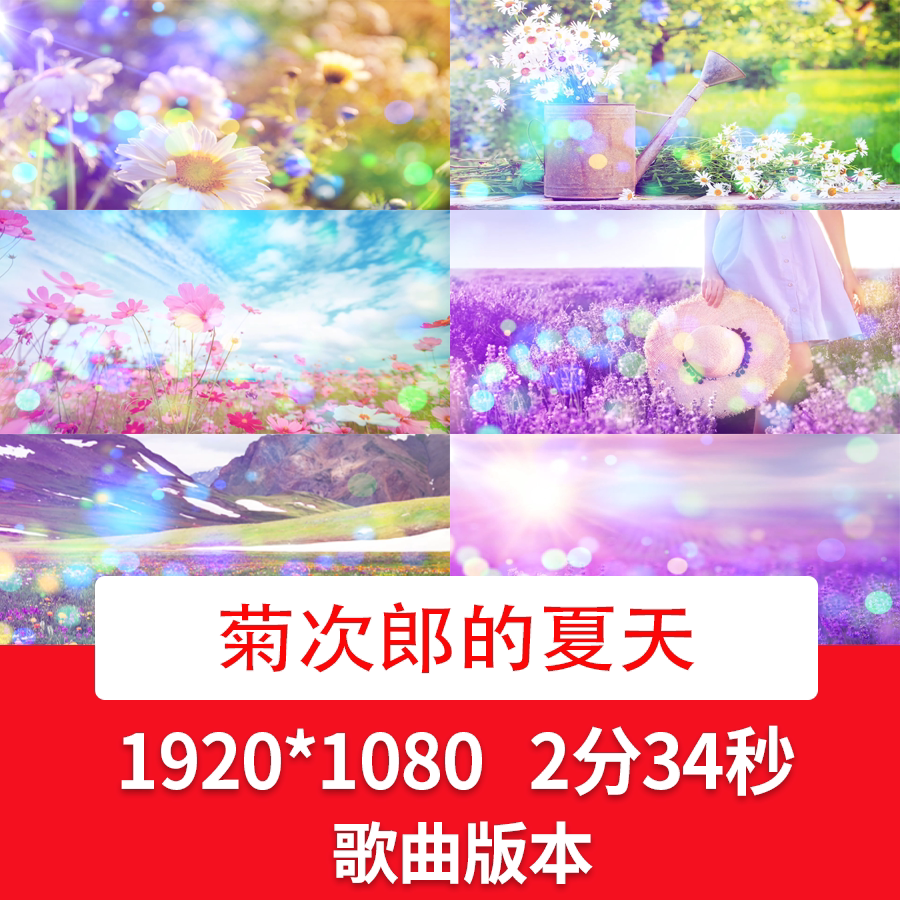 菊次郎的夏天钢琴演奏歌曲led视频唯美花海夏日蓝天白云视频背景
