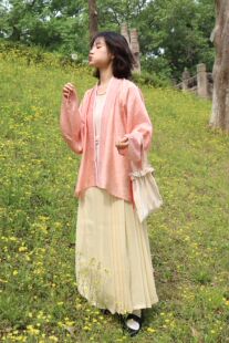 天丝提花短衫 春夏宋制直领对襟飞机袖 日常汉服 一斥染 裳裳者华