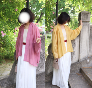 短衫 宋制春夏秋天丝直领飞机袖 百迭裙日常传统汉服 粉彩 裳裳者华