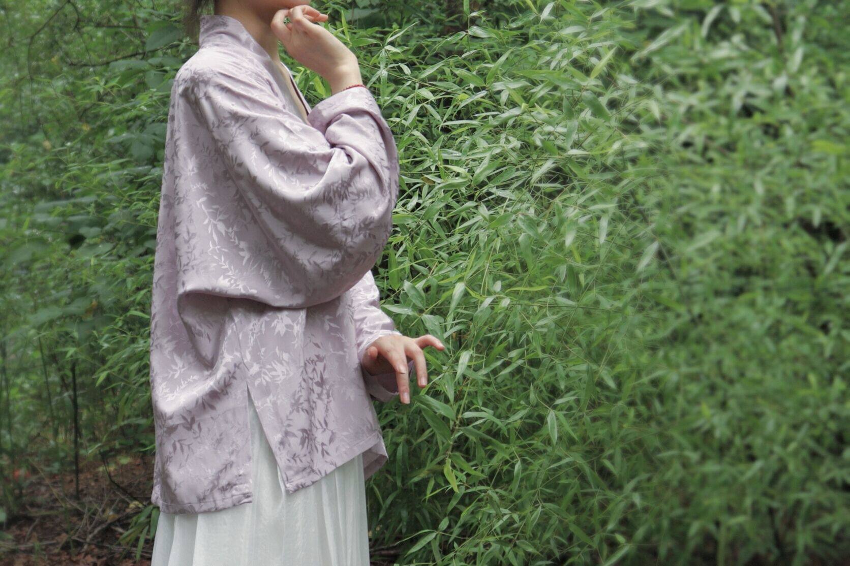 CHANGSHANGER HUANANZHU ORIGINAL SONG-MADE TENCEL LINEN STRAIGHT COLLAR AIRPLANE SLEEVE SHORTS DAILY TRADITIONAL HANFU