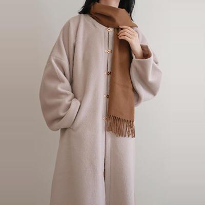 毛呢圆领对襟弓袋袖披袄传统汉服