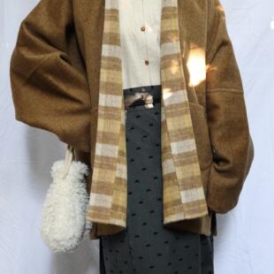 裳裳者华 格纹 两面穿宋制对襟毛呢双面呢飞机袖纯手工纤边秋冬