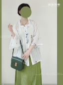 裳裳者华 短衫 绿野 日常春夏秋明制汉服花草刺绣花天丝方领半袖