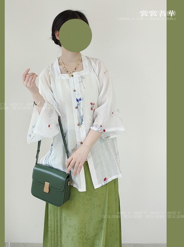 裳裳者华春夏天丝绣花明制方领