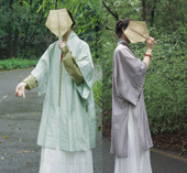叠穿褙子日常传统汉服 原创宋制长干寺直领对襟长衫 裳裳者华 锦葵