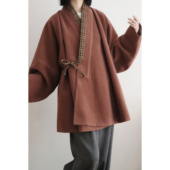 裳裳者华 对穿交日常汉服直筒裤 红茶 秋冬明制毛呢新春马年弓袋袖