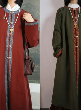 裳裳者华 秋冬日常毛呢明制仿万历年圆领对襟长披袄传统汉服
