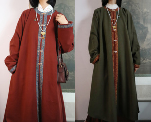 裳裳者华 秋冬日常毛呢明制仿万历年圆领对襟长披袄传统汉服