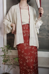 裳裳者华 榴花 宋制直领对襟飞机袖短衫两片裙旋裙日常汉服春夏秋