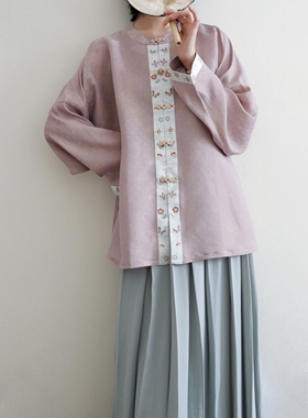 裳裳者华 梅梅 春夏秋日常天丝提花明制仿万历圆领对襟长短衫汉服