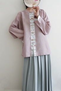 裳裳者华 梅梅 春夏秋日常天丝提花明制仿万历圆领对襟长短衫汉服