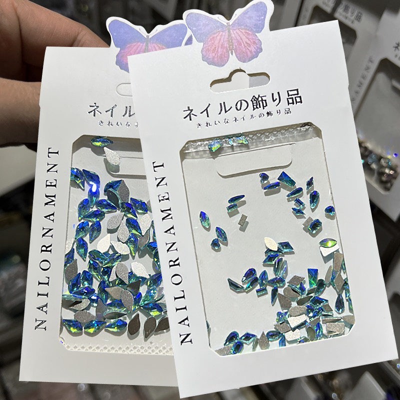 新款幻彩孔雀蓝绿色异形平底钻
