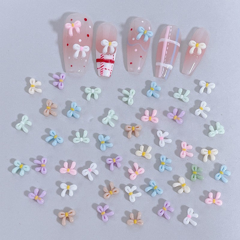 新款美甲迷你冰透蝴蝶结饰品