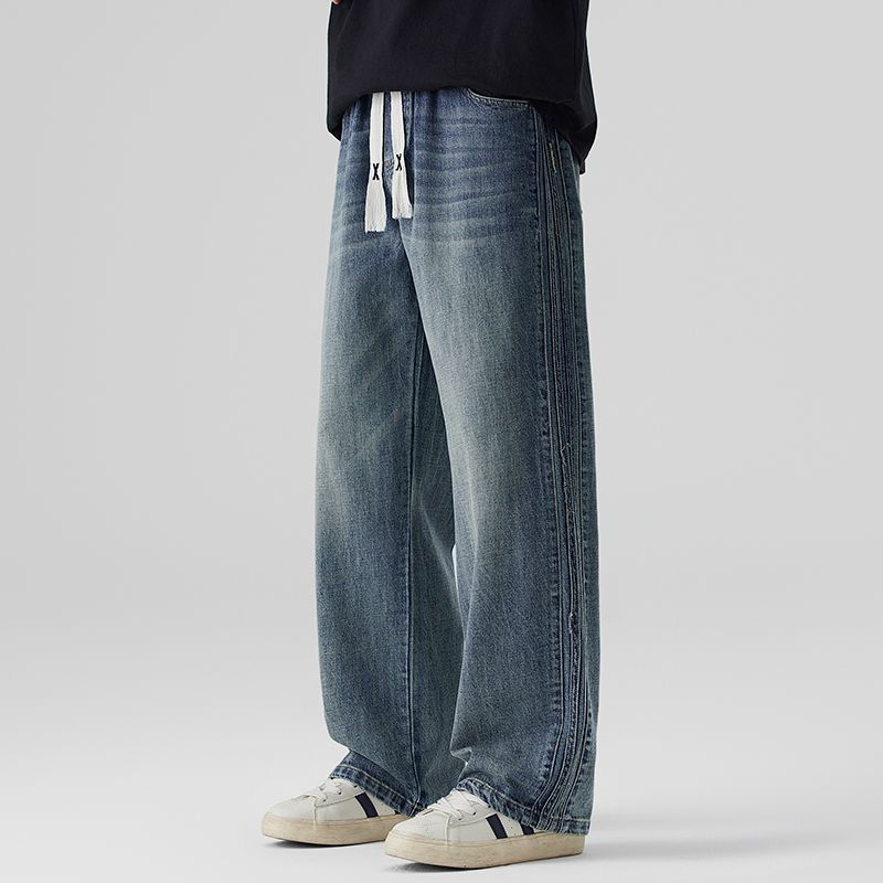 2025秋冬美式复古牛仔裤男直筒宽松休闲长裤韩版潮流百搭阔腿裤子