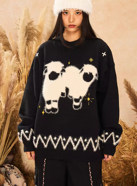 NSTNEW START发芽计划“游牧小羊”毛绒小羊提花潮牌百搭保暖毛衣