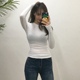 显瘦打底衫 韩国东大门新品 性感紧身上衣女长袖 T恤修身 秋装 薄款