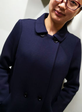 韫YUN2026春装新款翻领双排扣中长款空气棉外套女装经典韩版风衣