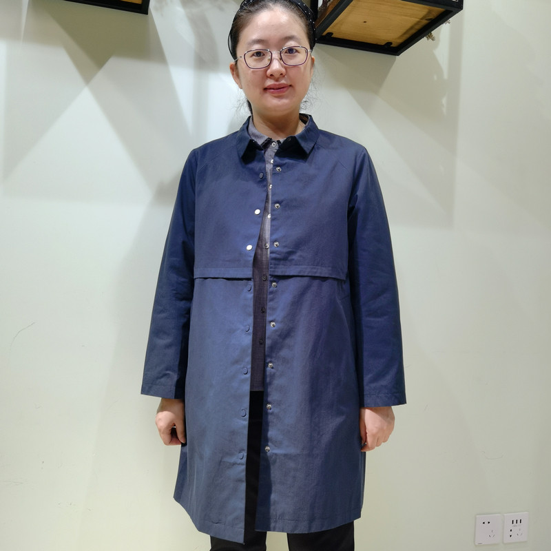 YUN韫翻领中长款韩版纯色风衣女