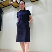 韫YUN2022夏装新款配色POLO领韩版减龄针织短袖连衣裙女A字大码裙