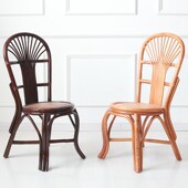 天然真藤小椅子家用阳台藤编靠背椅客厅休闲 椅门厅换鞋 凳子老人