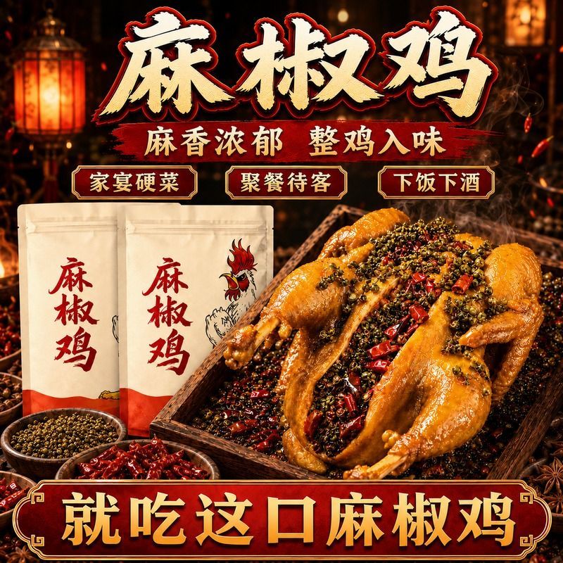 手撕椒麻鸡整只600g麻辣鲜香夜宵追剧解馋麻椒烧鸡下酒熟食真空装