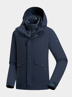 诺诗兰男式冲锋衣三合一羽绒内胆户外防风防水硬壳外套NWJCH5708D