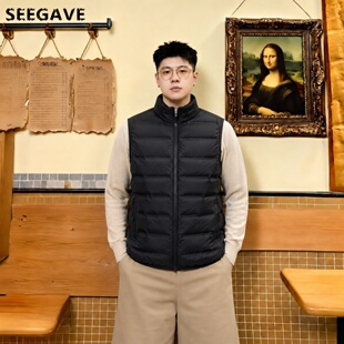 胖胖潮特大码羽绒背心马甲男士加肥加大胖子轻薄冬季肥佬马夹坎肩
