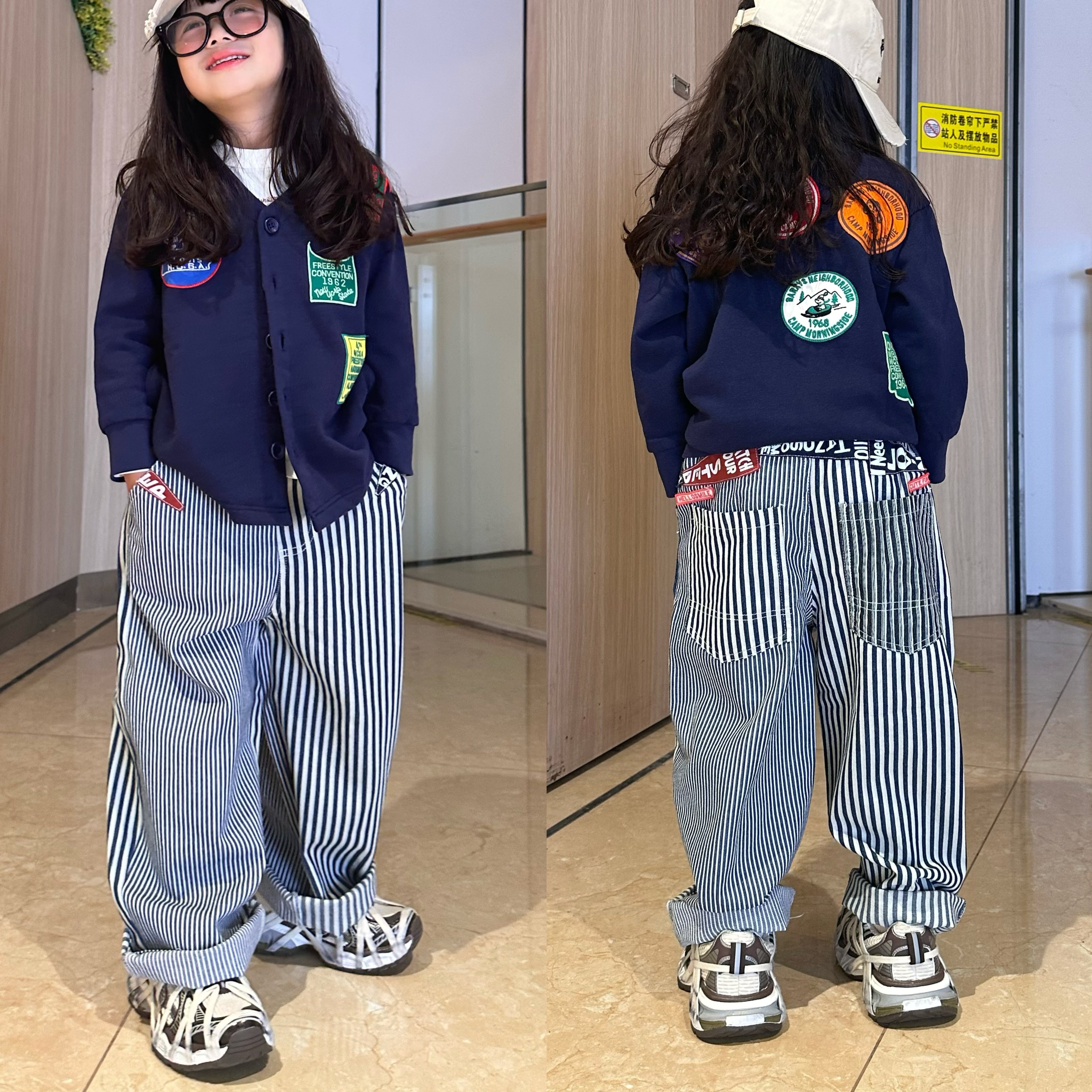 闲闲家26年春季儿童日系牛仔条纹长裤男女童贴布刺绣宽松直筒裤子,童装/婴儿装/亲子装,裤子,淘宝优惠券,粉丝福利购,淘宝优惠卷