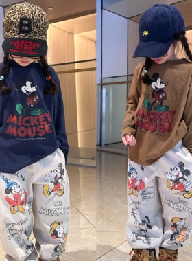 闲闲家春秋款dd童装日系儿童卡通印花长袖T恤男女童棉质洋气上衣