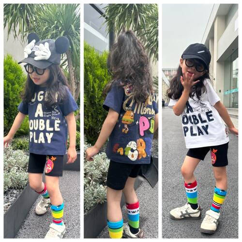 夏季新款jam童装日系男女童宝宝卡通字母印花上衣儿童棉质短袖T恤