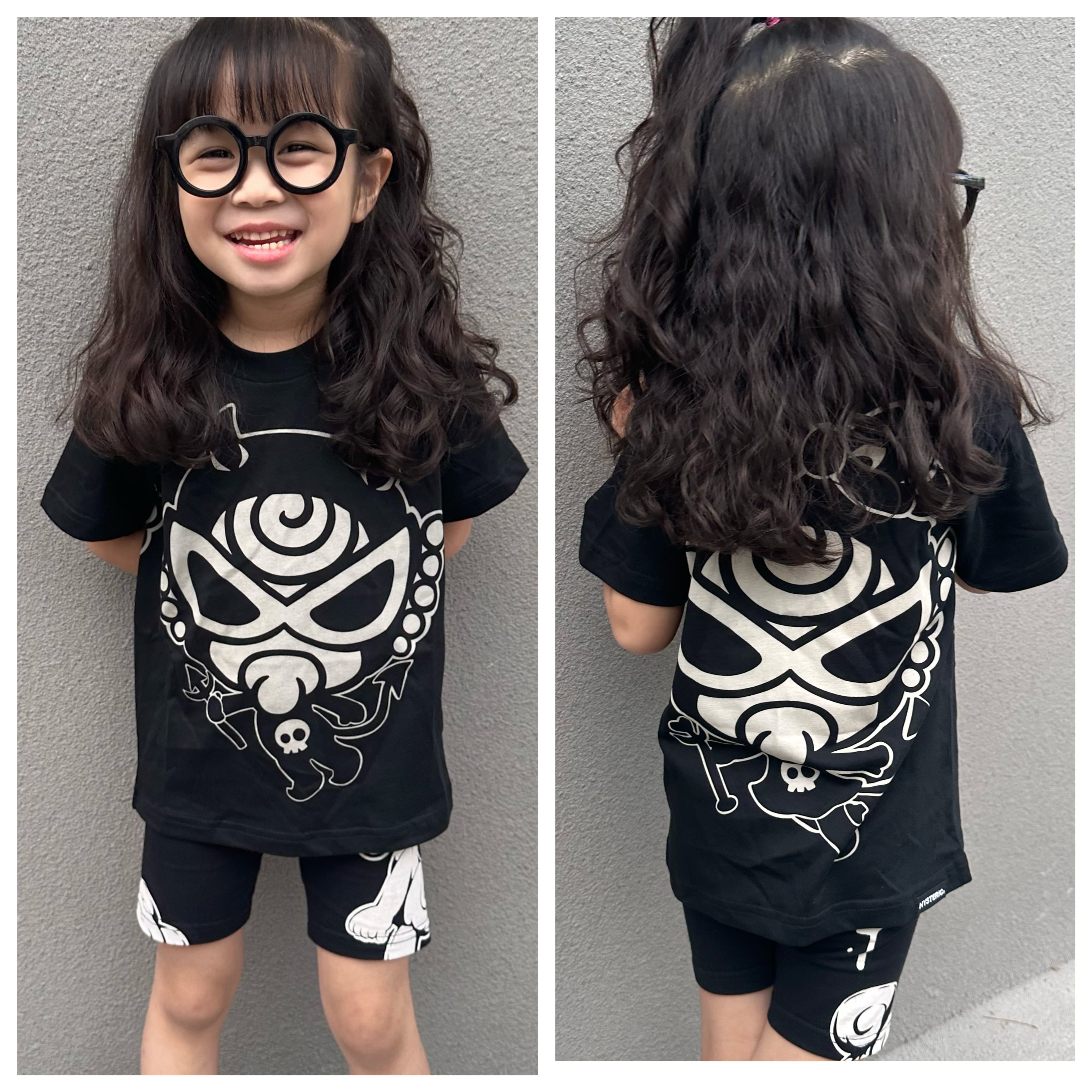 新款黑超奶嘴童装日系男女童宝宝卡通小恶魔短袖T恤夏季圆领半袖