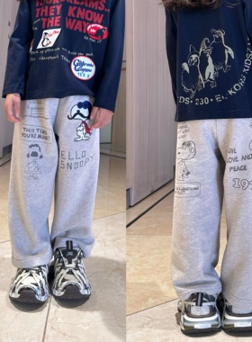 闲闲家26年春季新款dd儿童卡通小狗印花休闲直筒长裤男女童运动裤