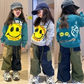 闲闲家 秋冬款 jam男女童卡通加绒卫衣日系儿童重工刺绣圆领上衣