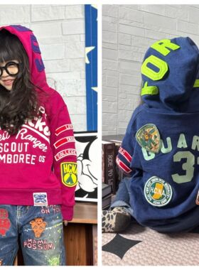 25年春秋dd童装日系儿童徽章刺绣长袖连帽卫衣男女童时尚炸街帽衫