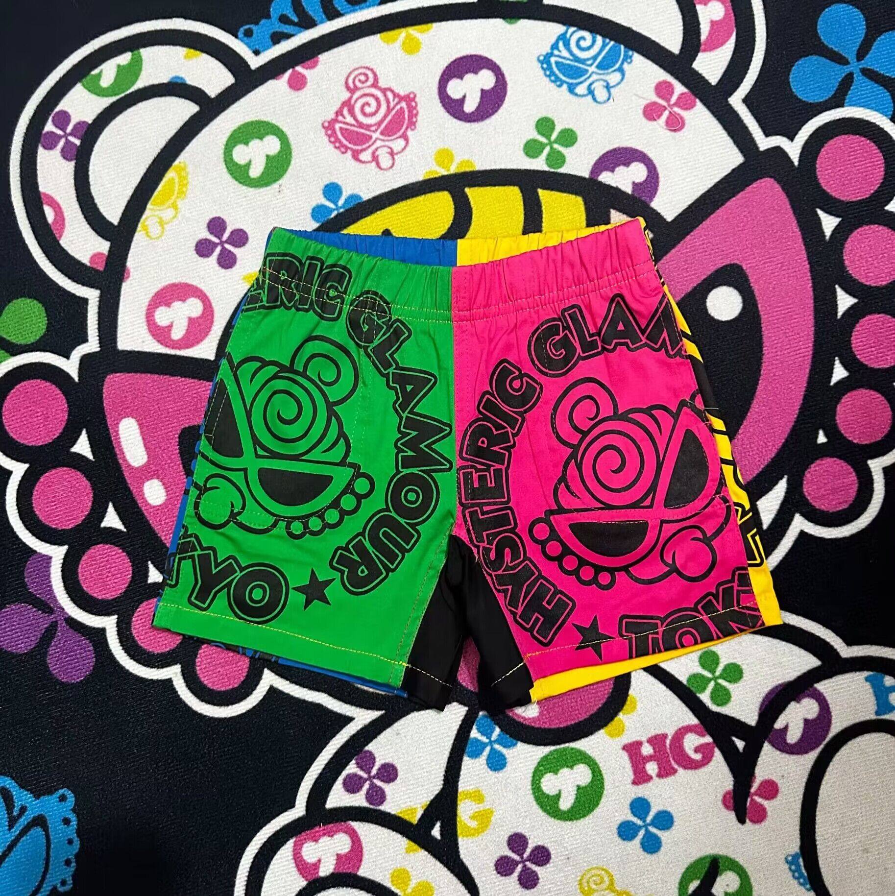 夏季黑超奶嘴童装儿童日系短裤男女童宝宝四色拼接个性五分裤中裤