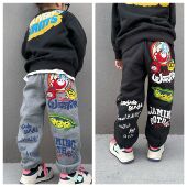 日系儿童卡通汉堡刺绣休闲长裤 秋冬jam童装 男童女童加绒休闲裤 子