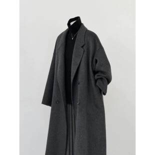 深灰色双面羊绒呢子大衣女2025冬季新款高级感加厚羽绒羊毛呢外套