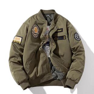 美国覆古覆古刺绣棒球棉外套秋冬宽松加厚飞行员夹克的男人和女人