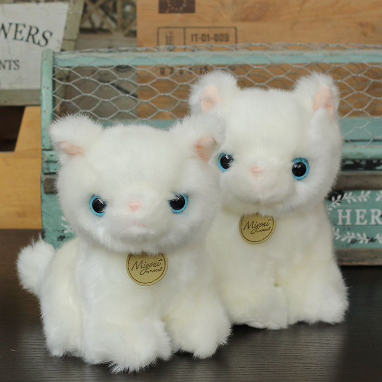 韩国可爱正品仿真小猫咪公仔玩偶发声发音小白猫毛绒玩具生日礼物