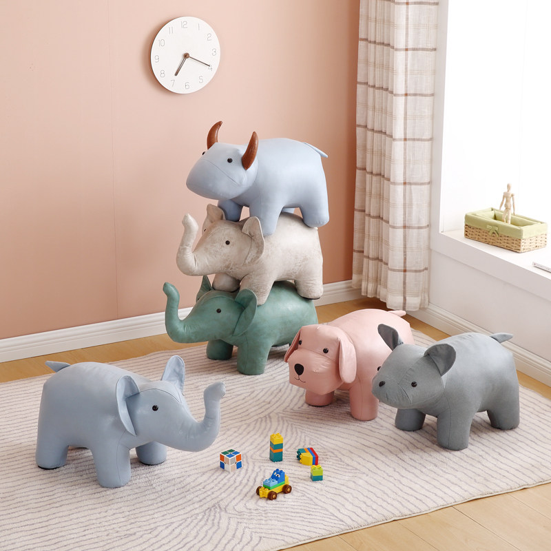 创意动物坐凳大象网红卡通家用换鞋小板凳可爱儿童实木矮法斗凳子