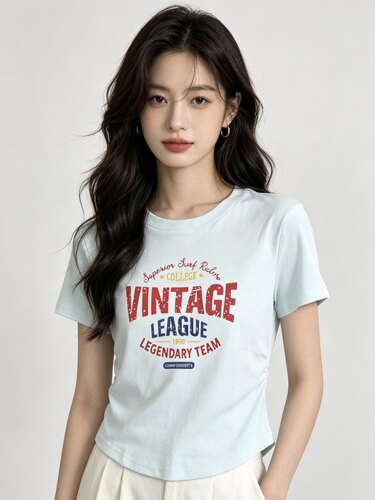 韩版字母短袖T恤女2026夏季新款设计感小众时髦休闲高腰印花ins