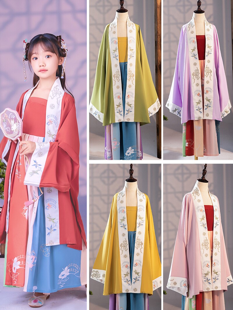 此间春色女童汉服宋制传统幼儿园长袖走秀模特古风舞蹈连衣裙春夏