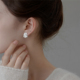 梵灵小众设计款 通勤 耳钉S925纯银简约时尚 轻奢烧白 水镜浮光