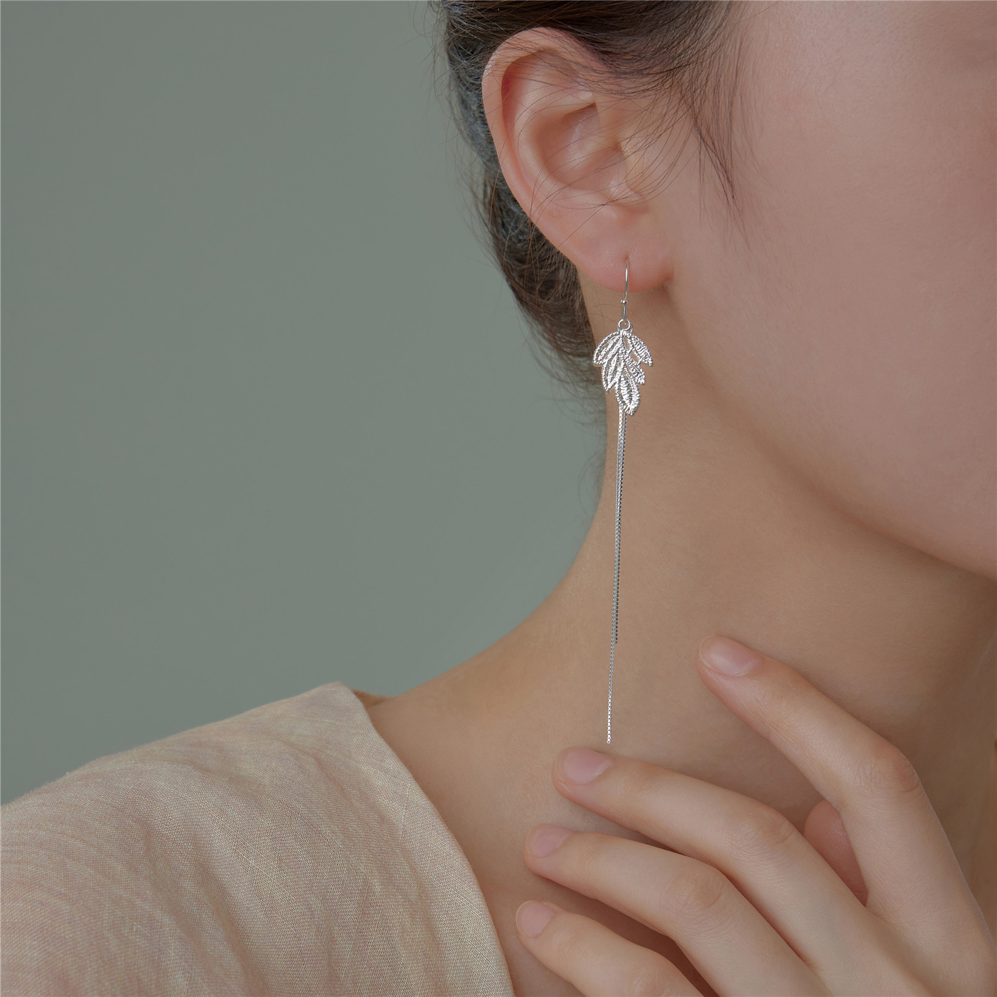 小众设计师款金枝玉叶流苏耳环